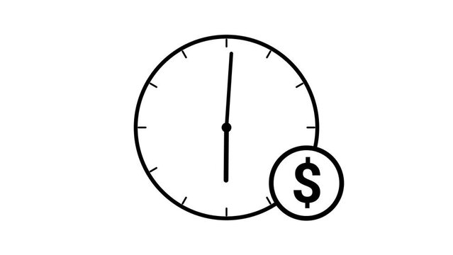 time is money animated icon time is money clock and money logo alpha looping 4k