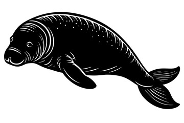 dugong silhouette vector illustration