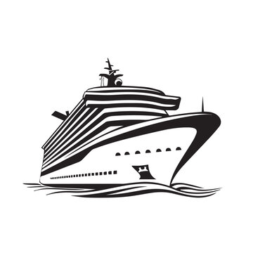 Elegant cruise ship in cartoon, doodle style . Image for t-shirt, web, mobile apps and ui. Isolated 2d vector illustration in logo, icon, sketch style, Eps 10, black and white. AI Generative