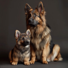 cute puppy with her mom or dad portrait