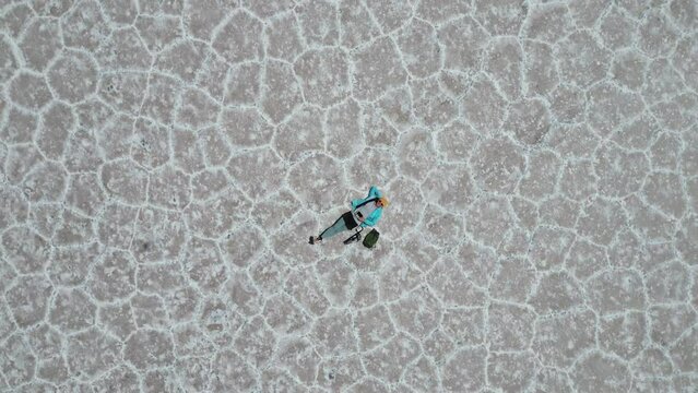 aerial view of Salinas Grandes, Jujuy, Argentina - mar 2th 2024.