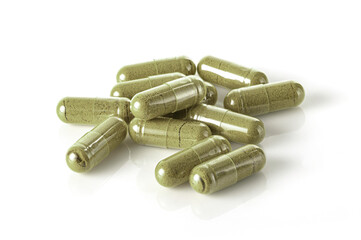  Andrographis Paniculata Capsule pills on white background - 763642756