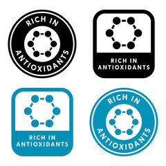 Rich in Antioxidants. Vector labels for food or drink packaging.