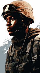 Guardian's Vigilance: Illustrated Portrait of a Dedicated Soldier
