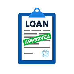 Loan Approved. Document with approval sign. Vector isolated on white.