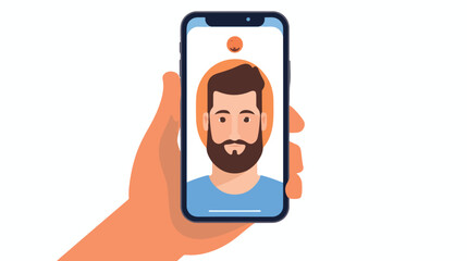 Face recognition app - hand holding a phone with se