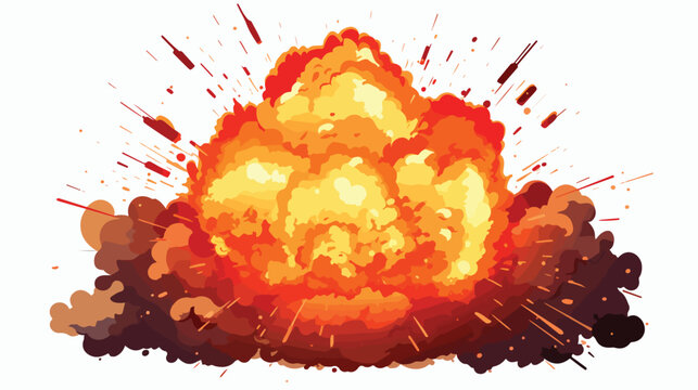 Explosion with fire vector illustration for game de