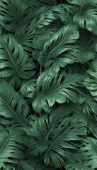 Rainforest Beauty Green Leaves on Dark Background, Perfect for Luxurious and Serene Designs
