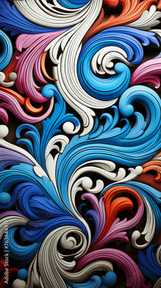 Wall mural abstract swirl pattern with colorful curved lines