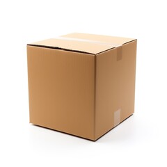 Cardboard box mockup isolated on white background.