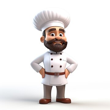 3d cartoon chef isolated on white background