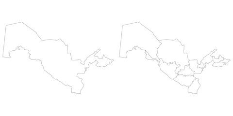 Uzbekistan map. Map of Uzbekistan in white set