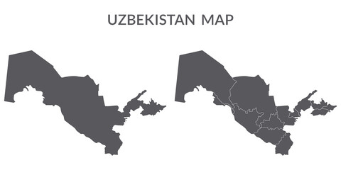 Uzbekistan map. Map of Uzbekistan in grey set