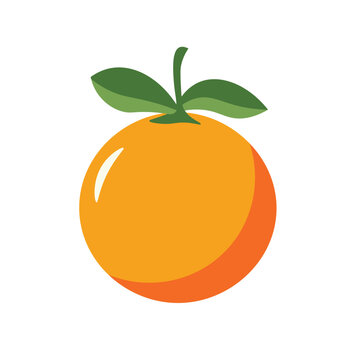 Simple orange fruit icon vector image, tangerine or clementine orange with leaves