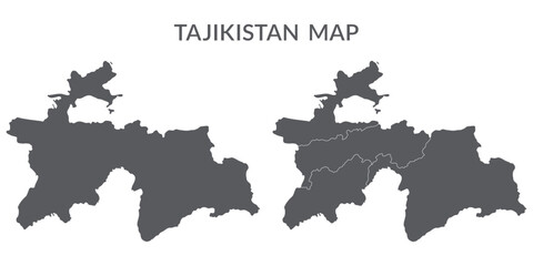 Tajikistan map. Map of Tajikistan in grey set