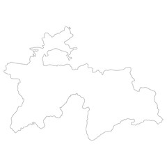 Tajikistan map. Map of Tajikistan in white color