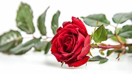 Fototapeta premium red rose isolated on white background