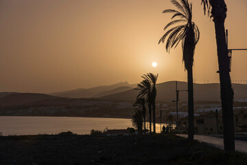 Zachód słońca na Fuerteventurze w Hiszpanii, Costa Calma