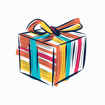 Present gift box in cartoon, doodle style. Image for t-shirt, web, mobile apps and ui. Isolated 2d vector illustration in logo, icon, sketch style, Eps 10. AI Generative