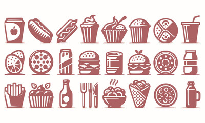 Fresh Food set vector art style with a plain background
