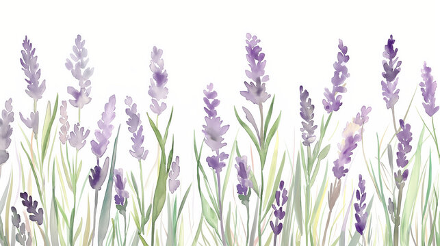 Illustration of a lavender field, perfect for themes related to nature, aromatherapy, and flora.