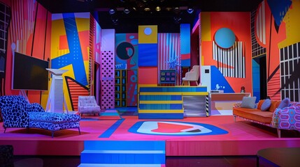 A stage design incorporating elements of pop art