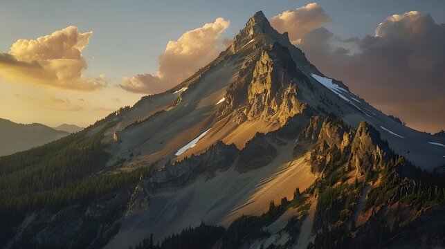 A stunning, lifelike close-up image of Mount Thielsen, often referred to as the "Lightning Rod of the Cascades
