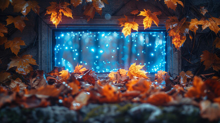 Blue LED Showcase on a Frosted Window Pane