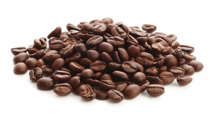 Naklejka premium a pile of coffee beans ard shown on a white background