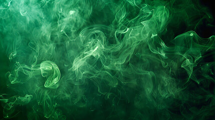 green smoke on green background - obrazy, fototapety, plakaty