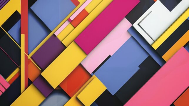 Colorful abstract geometric shapes composition, modern art design