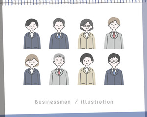 スーツを着た男女のイラストセット3