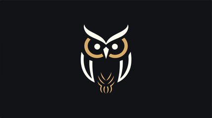 Line art logo of a owl golden minimal solid black b