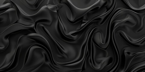 Smooth waves of dark silk, illustrating opulence, perfect for elegant backgrounds in fashion and design.