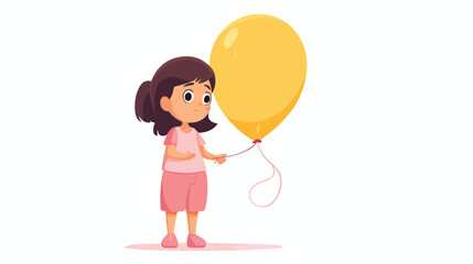 Little girl in pink T-shirt concentrating on inflat