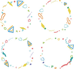 ポップな手描き風模様、パターンのフレームイラストセット	