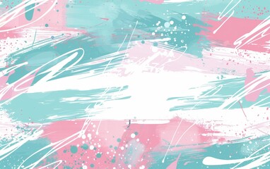 Trendy abstract backdrop with splattered and brushed pink and aqua hues.