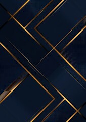 Dark Blue Background with Golden Lines and Text Space Abstract