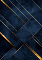 Dark Blue Background with Golden Lines and Text Space Abstract