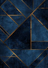 Dark Blue Setting with Gilded Lines and Textual Areas Abstract