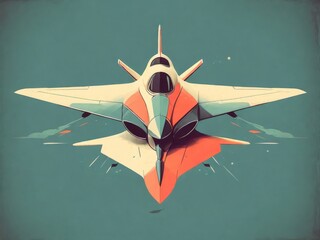 illustration of jet plane colorful flat art
