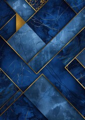 Elegant Minimalistic Geometry with Shimmering Gold Lines Accented by Navy Blue