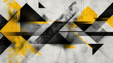 Generate a modern design featuring overlapping black and yellow triangles.