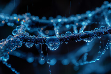 Musical notes suspended on spider silk threads, illustrating the delicate balance of harmony in...