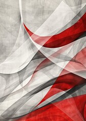Overlapping Red and White Curves on Geometric Grey Background Abstract