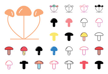 Mushroom Icon Set Vector Illustration