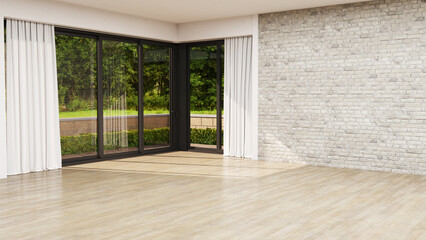 Obraz premium Large luxury modern bright interiors Living room mockup illustration 3D rendering image