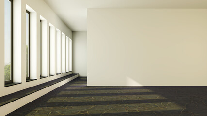 Large luxury modern bright interiors Living room mockup illustration 3D rendering image