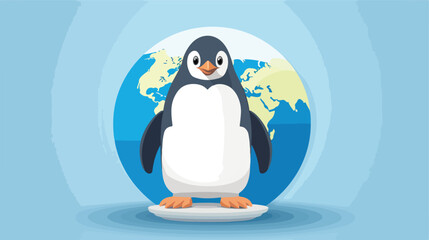 Penguin standing on globe marking World Penguin Day