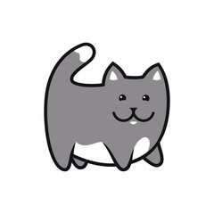 Cute Gray Cat Cartoon Vector